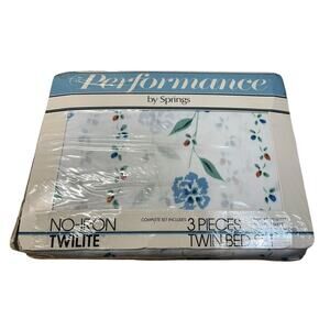 NOS Vtg Performance by Springs No Iron 3 Piece Twin Sheet Set Carnation Stripe